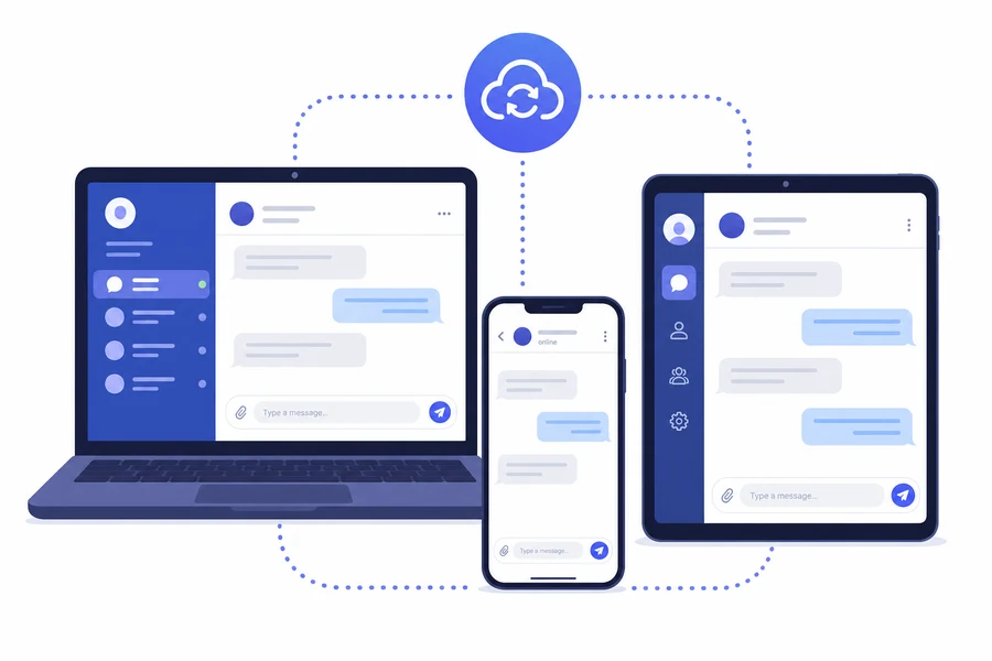 Telegram Android synchronisé avec Windows, macOS, iPhone et Web